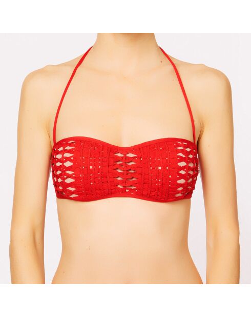 Rode bikinitop met bandeau van Ethno Soutache