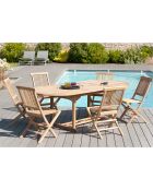 Ensemble 1 table ovale extensible + 6 chaises Fun teck - 180/240x100x75 cm