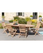Ensemble 1 table ovale extensible + 6 chaises Fun teck - 180/240x100x75 cm