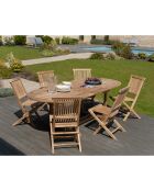 Ensemble 1 table ovale extensible + 6 chaises Fun teck - 180/240x100x75 cm