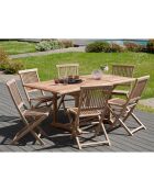 Ensemble 1 table rectangulaire extensible + 6 chaises Fun teck - 120/180x90x75 cm