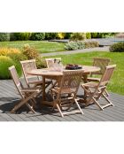 Ensemble 1 table ovale exentsible + 6 chaises Fun teck - 120/180x90x75 cm