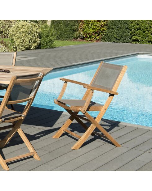 2 Fauteuils pliants Fun teck - 55x65x88 cm