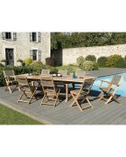 Ensemble 1 table rectangulaire + 6 chaises + 2 fauteuils Fun teck - 200/300x120x75 cm