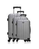3 silberne 4-Rad-Koffer von Fogo 49/59/69 cm