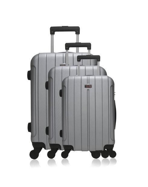 3 Valises 4 roues Fogo 49/59/69 cm argentées