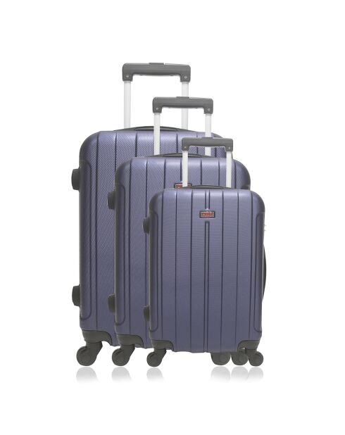 3 valigie Fogo 49/59/69 cm blu marino a 4 ruote
