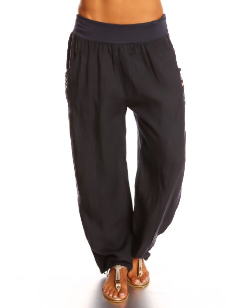 Pantalon 100% Lin Aline marine