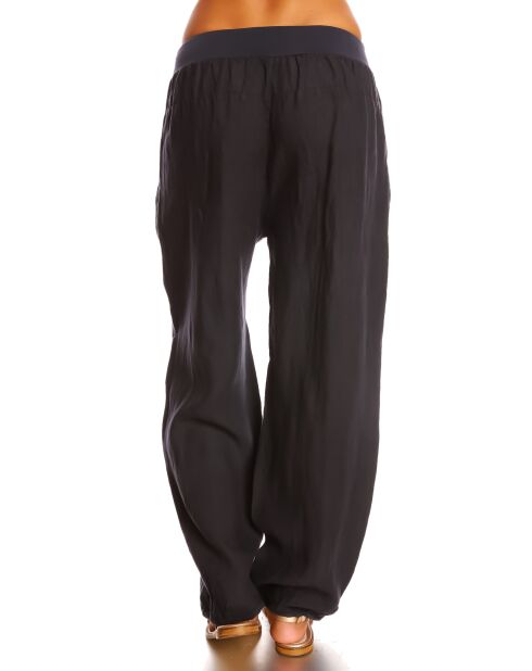 Pantalon 100% Lin Aline marine