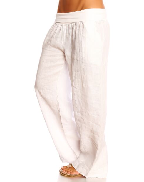 Pantalon 100% Lin Lea blanc