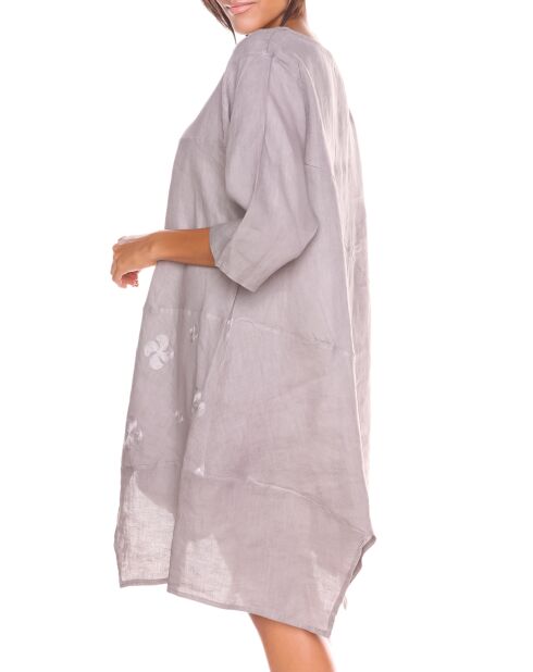 Robe 100% Lin Cerise taupe