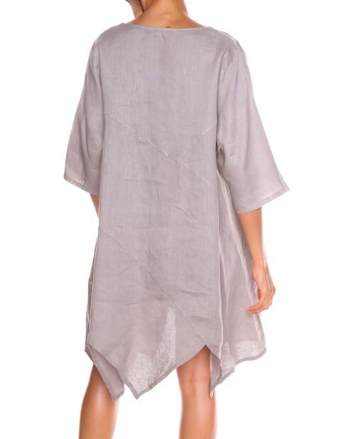 Robe 100% Lin Cerise taupe