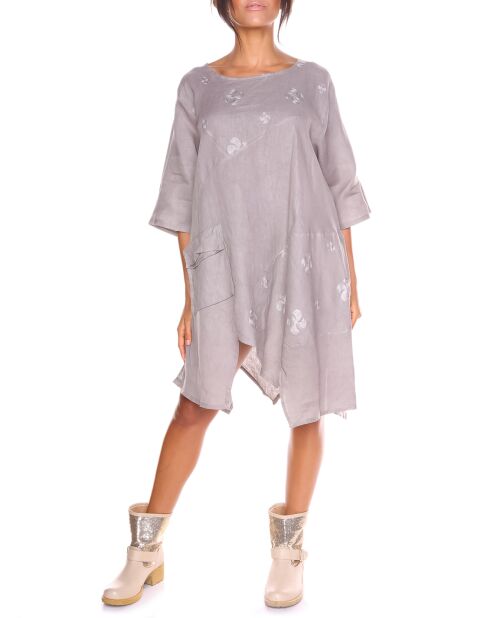 Robe 100% Lin Cerise taupe
