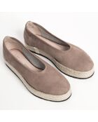 Let It Be Taupe fluwelen leren ballerina's