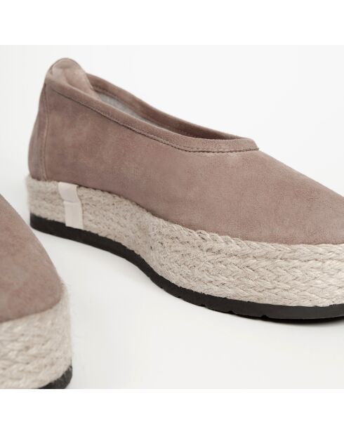 Let It Be Taupe fluwelen leren ballerina's