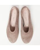 Let It Be Taupe fluwelen leren ballerina's