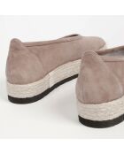 Let It Be Taupe fluwelen leren ballerina's
