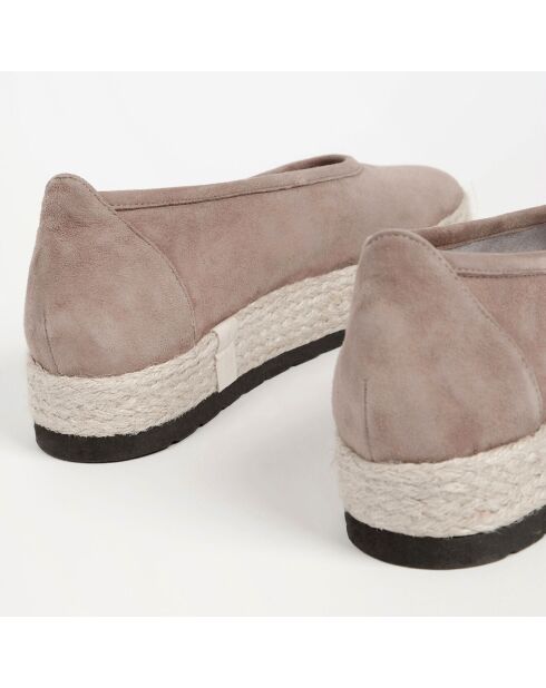 Let It Be Taupe fluwelen leren ballerina's