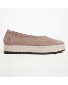 Let It Be Taupe fluwelen leren ballerina's