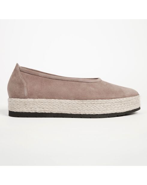 Let It Be Taupe fluwelen leren ballerina's