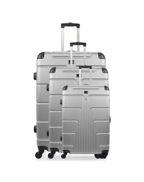 3 Valises 4 roues Ottawa 49/59/68 cm argentées