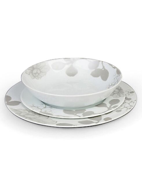 Service en Porcelaine Gardena blanc/gris - 18 pièces