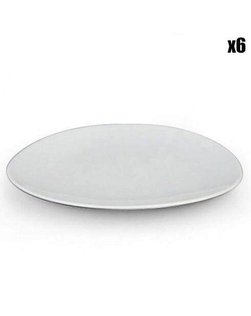 6 Assiettes à dessert  en Porcelaine Sven blanches - 24x23 cm