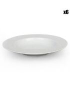 6 Assiettes creuses  en Porcelaine Urban Martele blanches - 23x24x10 cm