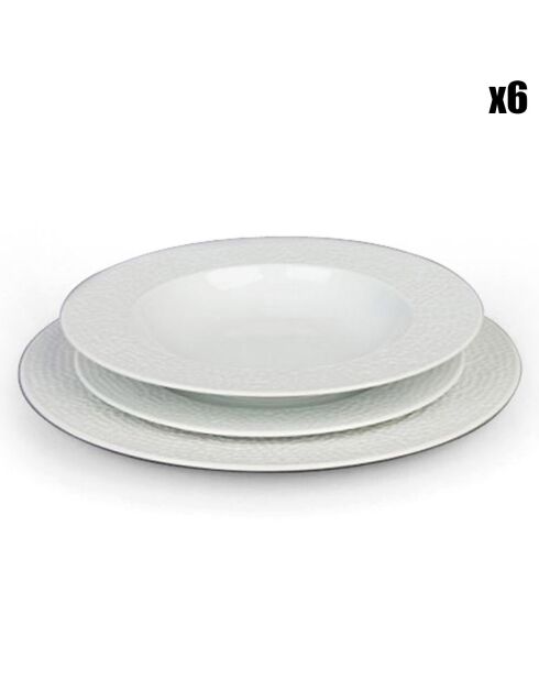 Service en Porcelaine Urban Martele blanc - 18 pièces