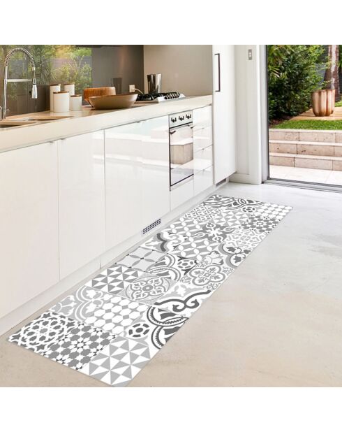Tapis vinyle Chamonix gris/blanc - 66x180 cm