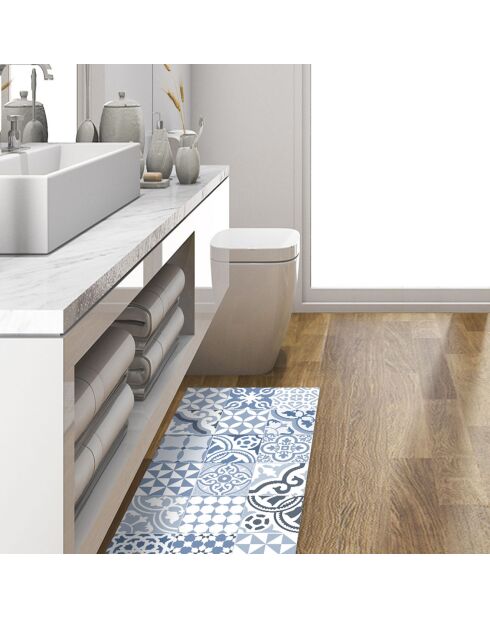 Tapis vinyle Côte d'Azur blanc/bleu - 50x100 cm