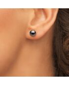 Boucles d'oreilles Or Blanc Perles de Tahiti noires 8-9 mm