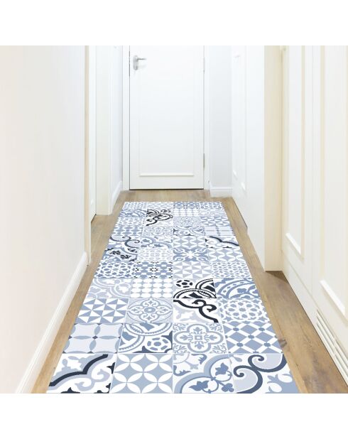 Tapis vinyle Côte d'Azur blanc/bleu - 66x250 cm