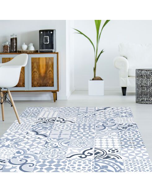 Tapis vinyle Côte d'Azur blanc/bleu - 200x266 cm