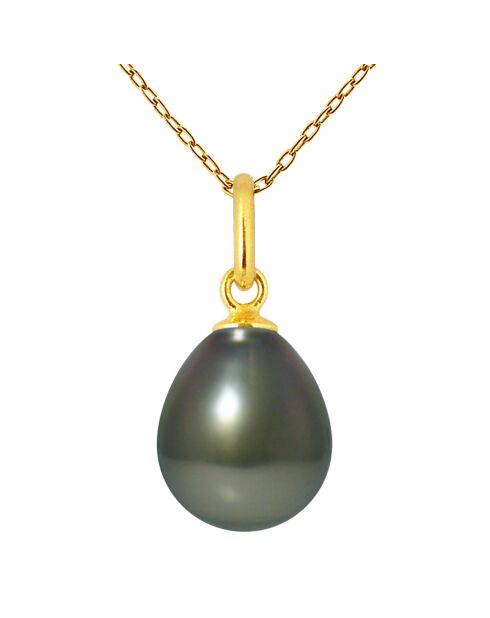 Pendentif Or Jaune Perle de Tahiti noire