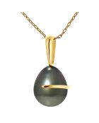 Pendentif Belière Or Jaune Perle de Tahiti noire