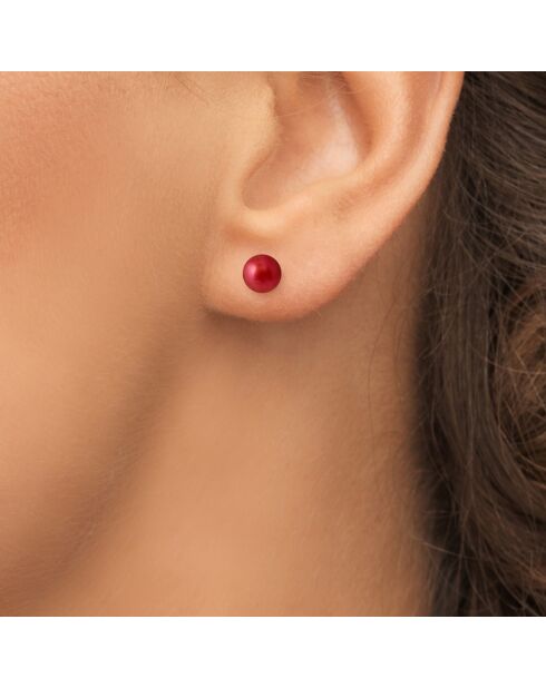 Boucles d'Oreilles Argent Perles d'Eau Douce cherry - 6-7 mm