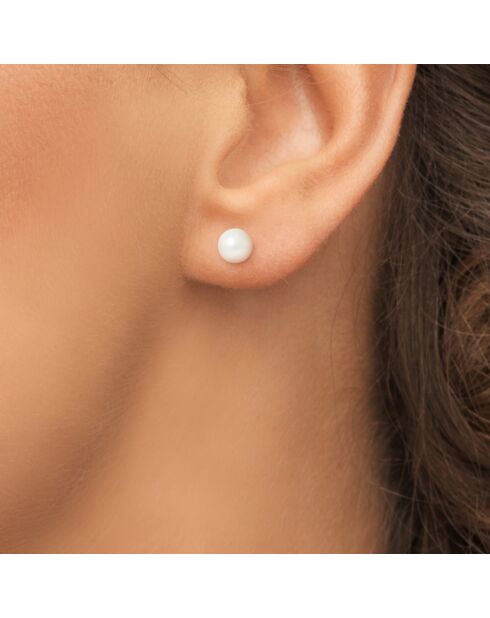 Boucles d'Oreilles Argent Perles d'Eau Douce blanc naturel - 6-7 mm