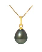 Schwarzer Tahiti-Perlenanhänger aus Gelbgold