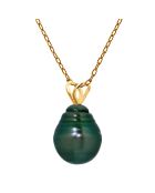 Pendentif Belière Or Jaune Perle de Tahiti noire