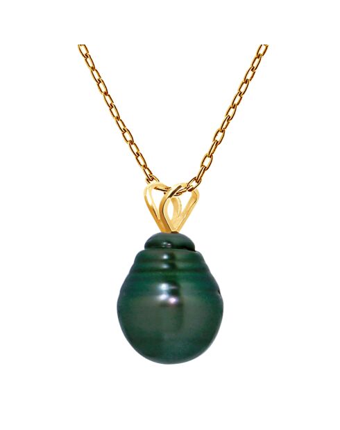 Pendentif Belière Or Jaune Perle de Tahiti noire