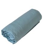 Drap housse 100% Coton lavé bleu givré