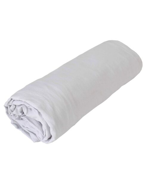 Drap housse 100% Coton lavé perle