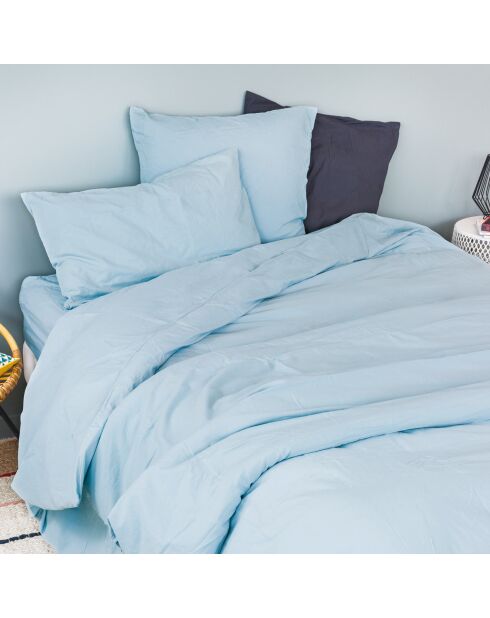 Funda nórdica Anna de algodón 100% lavado azul esmerilado