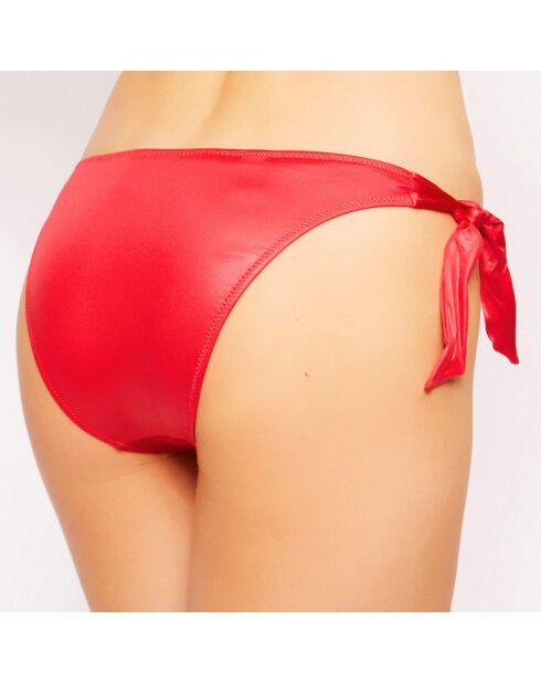 Bas de maillot à nouer Beach Nervures rouge corail