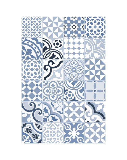 Tapis vinyle Côte d'Azur blanc/bleu - 50x140 cm