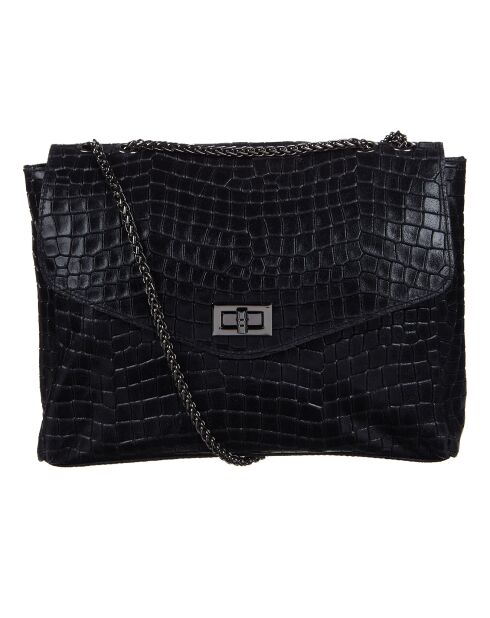 Bandolera Maku de piel negra - 34x21x6 cm