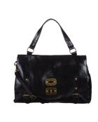 Schwarze Gavi Lederhandtasche 37x27,5x11,5 cm