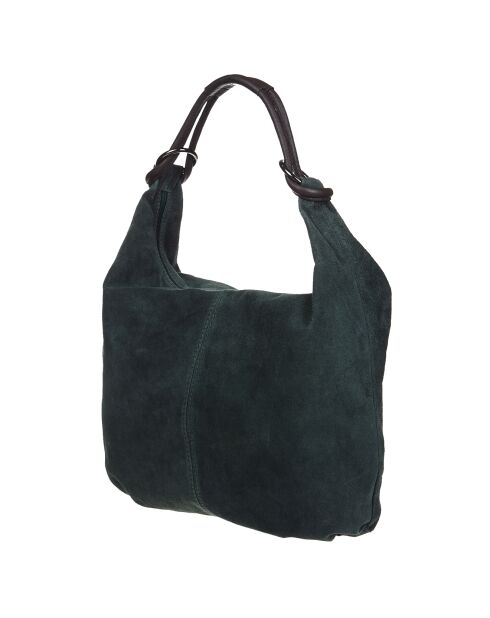 Sac Hobo en Velours de Cuir Dano vert - 43x36x6 cm