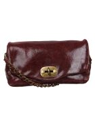 Hero bordeauxrode schoudertas van leer en fluweel - 26x14x7,5 cm